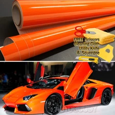 108" x 60" Super Gloss Orange Vinyl Film Wrap Sticker Air Bubble Free 9ft x 5ft