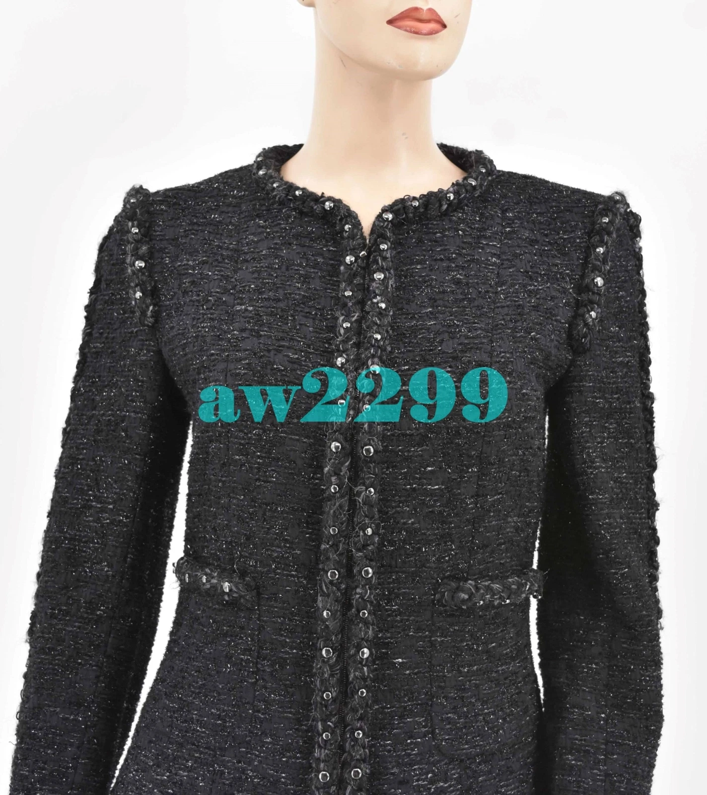 GIACCA CHANEL 14A 2014 PARIS DALLAS BORCHIE INTRECCIATA RARA IN TWEED 40 38 NUOVA