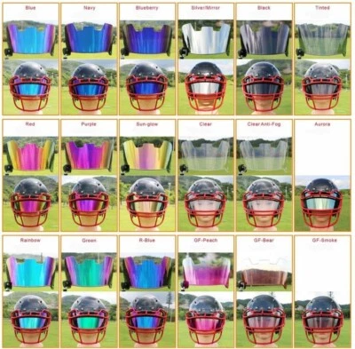 Full Size Football Helmet Visor Comes With Set of Quick Clips Youth and Adult