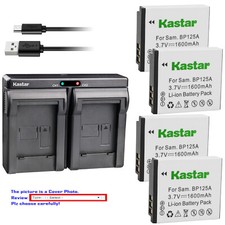 Kastar Battery Dual USB Charger for Samsung IA-BP125A Samsung HMX-F900 Camera