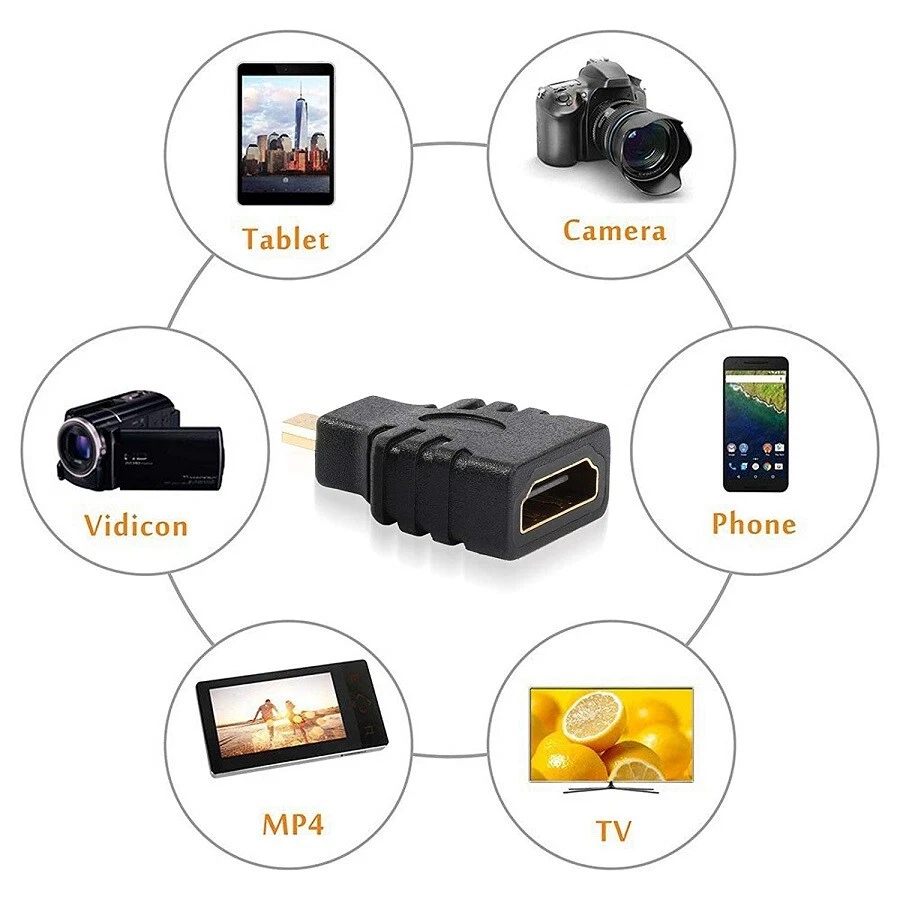 Gold Plated Micro HDMI Type D Male to HDMI Female Plug Adapter Connector HD TV - Image 4 of 4