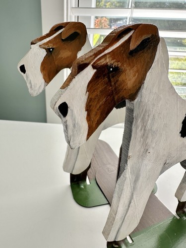 UNIQUE! Set of Handpainted Wire Fox Terrier Dog Bookends - Picture 2 of 10