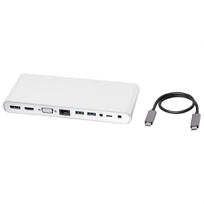 Amazon Basics Aluminum Type-C Docking with DisplayPort HDMI VGA 4 USB-A Ethernet