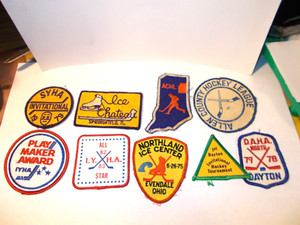9 VINTAGE LATE 70'S EARLY 80'S YOUTH HOCKEY ASSOCIATION PATCHES PRE-OWNED