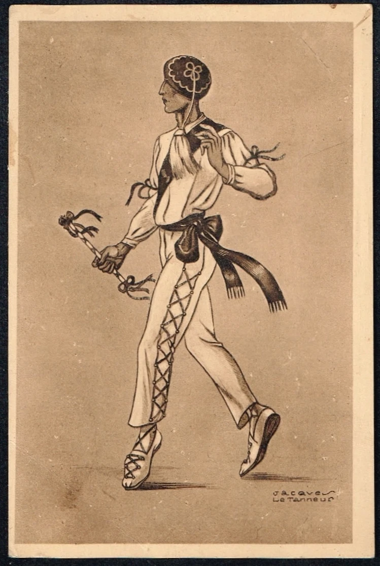 2619 JACQUES LE TANNEUR "CASCAROT" PAYS BASQUE ARTIST SIGNED POSTCARD - 画像1/2