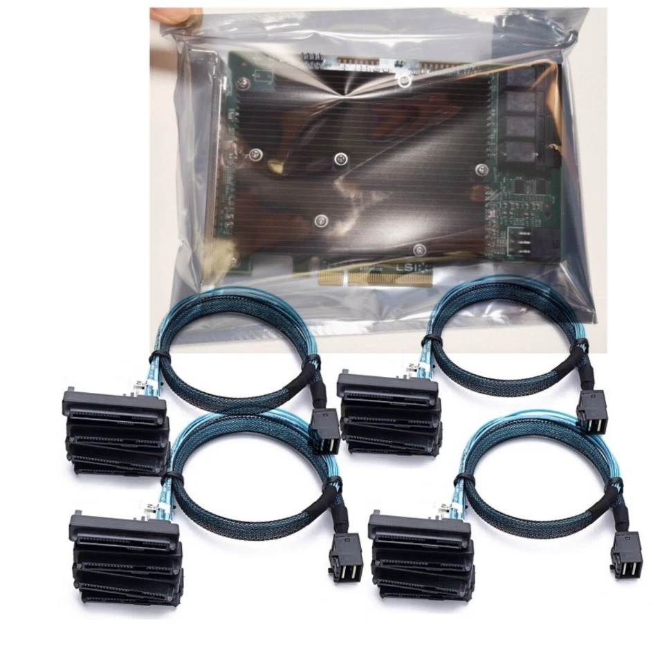 LSI SAS 9300-16I 12GB/S HBA ADAPTER CARD IT Mode 4*SFF-8643 SAS SATA Cable - Image 2 of 4