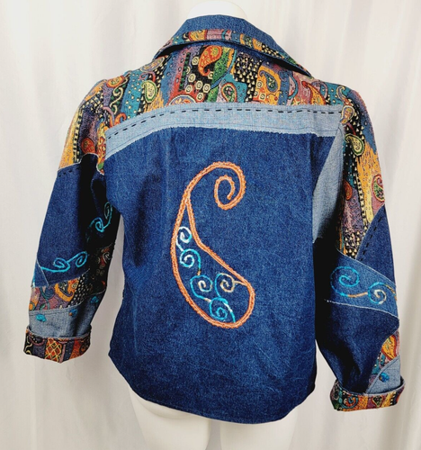 Parsley & Sage Large Tapestry Denim Coat Paisley Jacket Artsy Button Front - Picture 15 of 21
