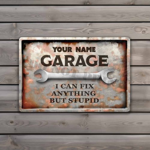 Personalized Rusty Scrap Metal GARAGE Sign Man Cave Custom Gift SIGN or DECAL - Picture 8 of 8