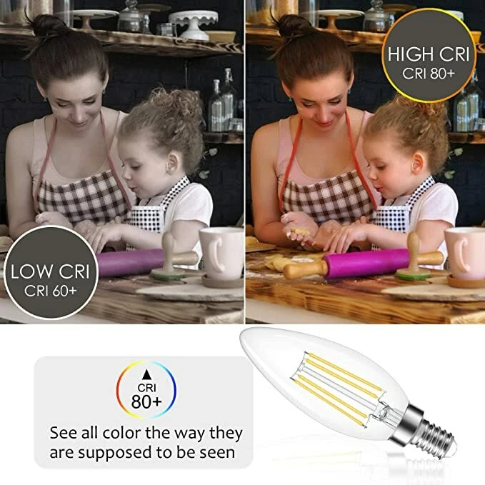 12X E12 LED Candelabra Base Bulb 60W Equivalent Filament 4000K LED Candle Bulb - Image 4 of 4