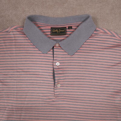 Bobby Jones Collection Red/Blue Stripe Men's Size Large Golf Polo Made in Italy