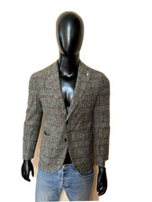 Luigi Bianchi Mantanova  Gary Brown Plaid Jacket Blazer Size US 38R (EU48R) NWT