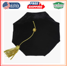GraduationMall Doctoral Tam Velvet Graduation Cap with Gold Bullion Tassel