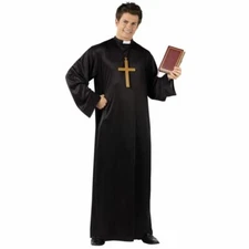ADULT PRIEST ROBE CASSOCK WITH WHITE COLLAR STD & XL