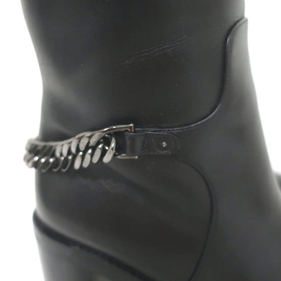 Christian Louboutin Napoleo 70 Knee High Chain Boots Black Leather Size 35 - Image 4 of 4