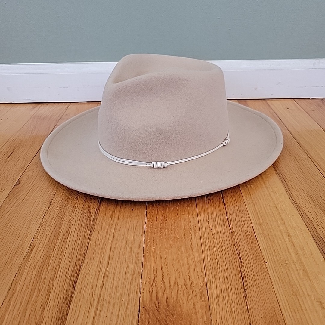 Wyeth Stylish Cream Fedora Hat WYETH Womens Wide-Brim Western Cowboy Fedora Wool Hat Cream  main image 4