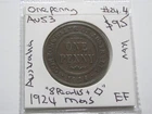1924 Penny  8 Pearls Full Kings Crown lower mintage KGV  coin Australia #24.4