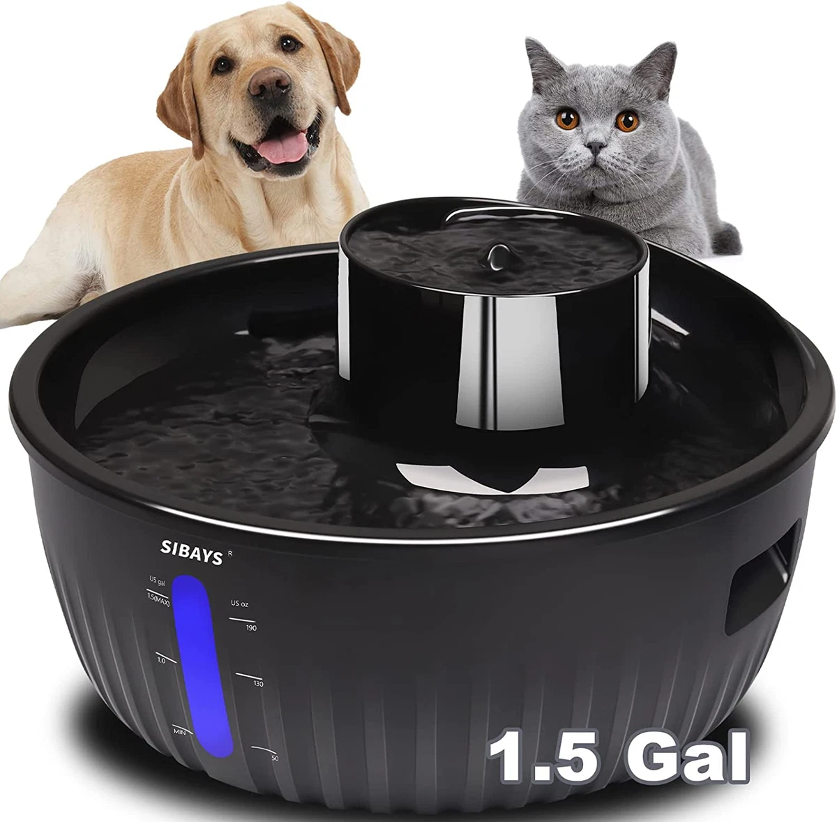 Dog Water Fountain for Large Dogs,1.5Gal Water Bowl Dispenser with 5 Layer  Filte