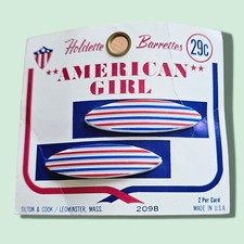 Vintage Barrette - Holdette Oval Red/White/Blue Barrette - made in USA