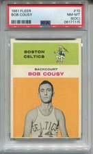 1961 Fleer Bob Cousy Card Graded PSA 8 NM MINT OC Boston Celtics Basketball #10