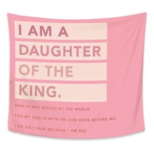 Exqcom Girl Nursery Tapestry, Christian Bible Verse Wall Decor, I Am a Daught...