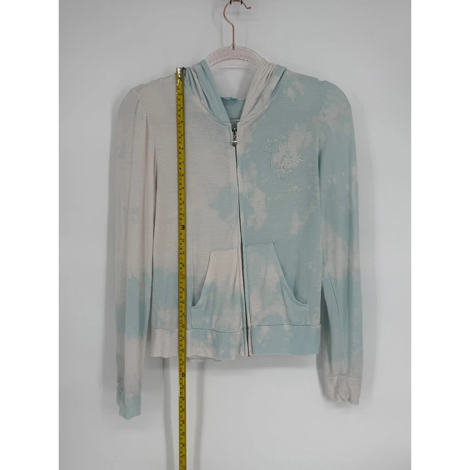 Betsey Johnson Tie Dye Rhinestone Logo Full Zip Hoodie Women's Medium - Image 2 of 4