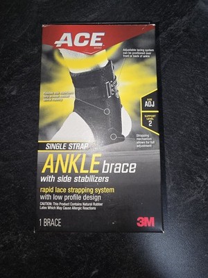 ACE Brand Ankle Support with Side Stabilizers, Adjustable, Black, 1 Brace