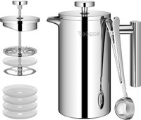 Velaze French Press Edelstahl Kaffeebereiter, 350ML Kaffeezubereiter 2-3 Tassen