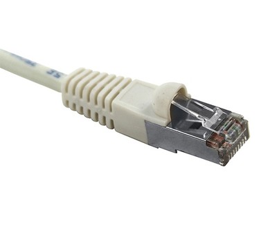 CAT5E Ethernet Patch Cable Shielded, Snagless Molded Boot, RJ45-RJ45, White 50FT