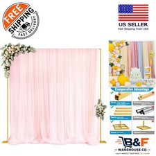 10x10ft Heavy Duty Gold Backdrop Stand - Adjustable Pipe  Drape for Events