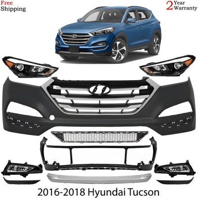 Front Bumper Cover Paintable & Grille Assembly Kit For 2016-2018 Hyundai Tucson