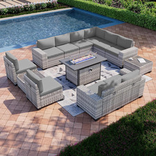 Outdoor Patio Furniture Set PE Wicker Rattan Outdoor Sectional Sofa | Patio Conv