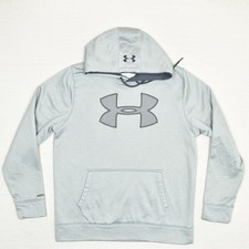 Under Armour Men's Pullover Hoodie Center Logo Polyester Gray Size L Loose Storm