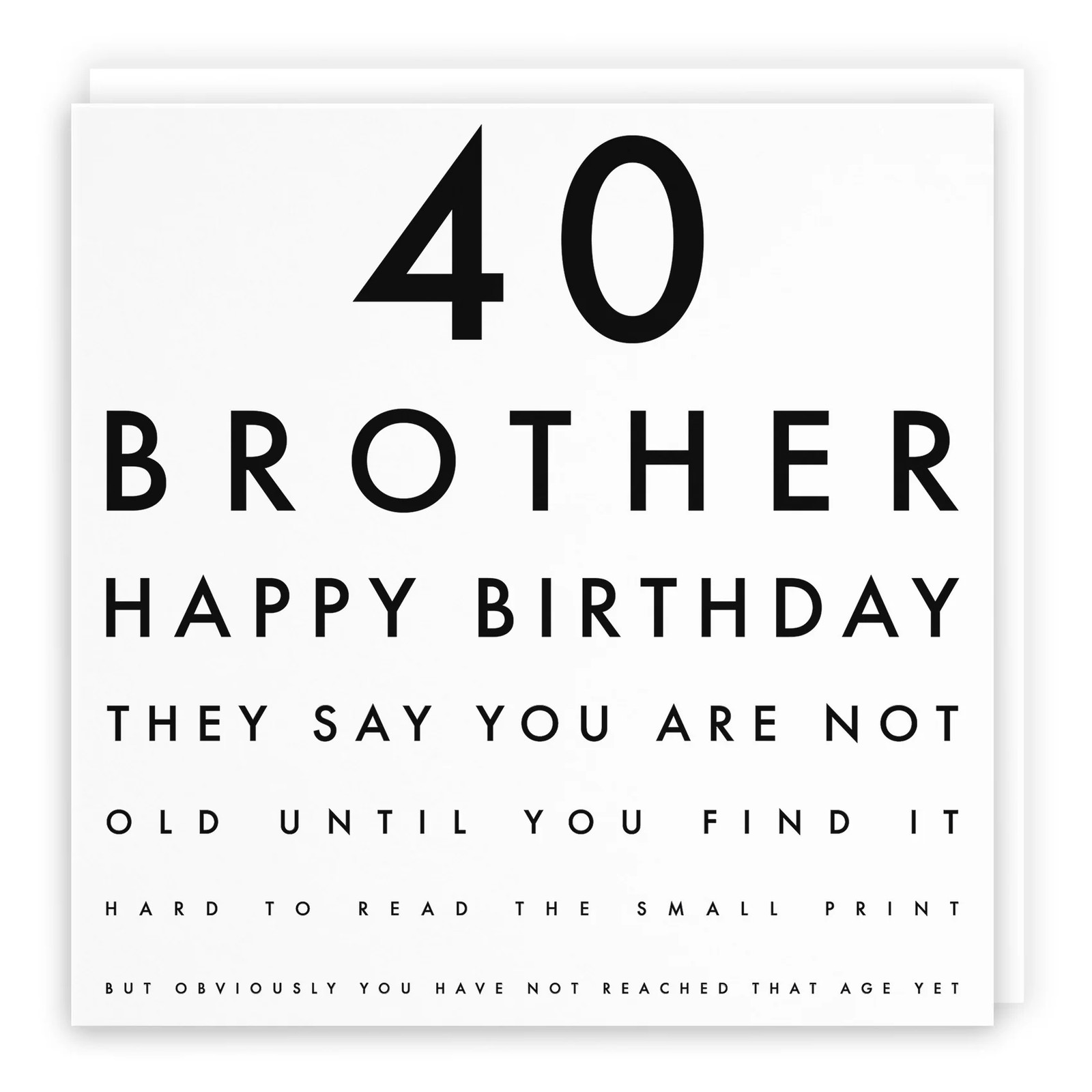 40th Brother Humorous Birthday Card Letters