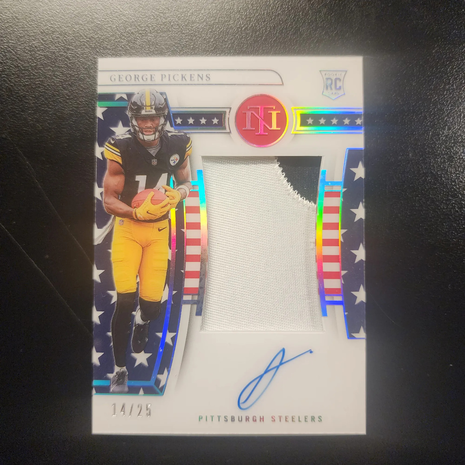 2022 National Treasures George Pickens #172 Stars & Stripes RPA Patch Auto 14/25