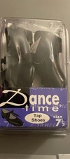NIB Dance Time Black Patent Leather Tap Shoes Little Girls Size 7