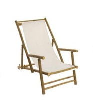 D'CASA DC-293215 Wooden Folding Deck Chair Garden Lounger Natural