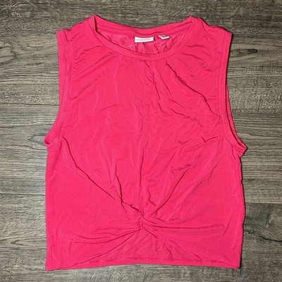 Aritzia Babton Tank Woman Size Medium Hot Pink Front Knot Cropped Sleeveless