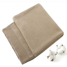 100 Cotton Knitted Throw Blanket for Couch Chair Bed Home Decorative, Soft ...