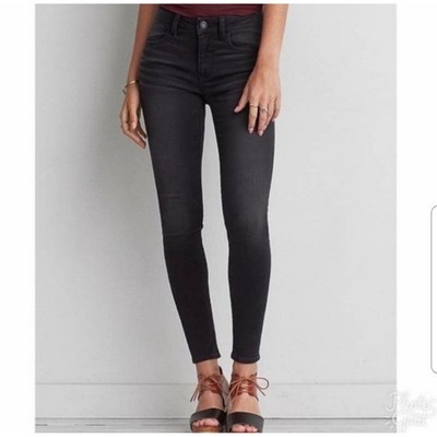 American Eagle Highest Rise Jegging Black Skinny Jeans Size 4 Gray Stretch