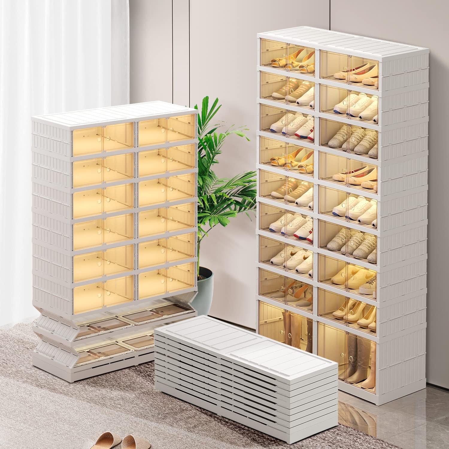 9-Tier Foldable Shoe Rack Organizer Holds 36 Pairs Space-Saving Closet Storage