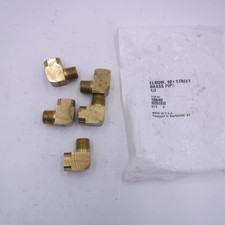5 Pack Parker 1/2" Female NPT x 1/2" Male NPT 90° Brass Street Elbow 10840
