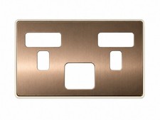 MK MHFP019BRZW 2 Gang 13A DP Double Socket Frontplate Bronze Switch Plate New