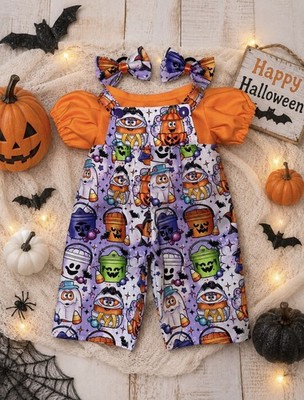16/17in Cabbage Patch Kids Halloween Overalls Bows Outfit Clothes Only