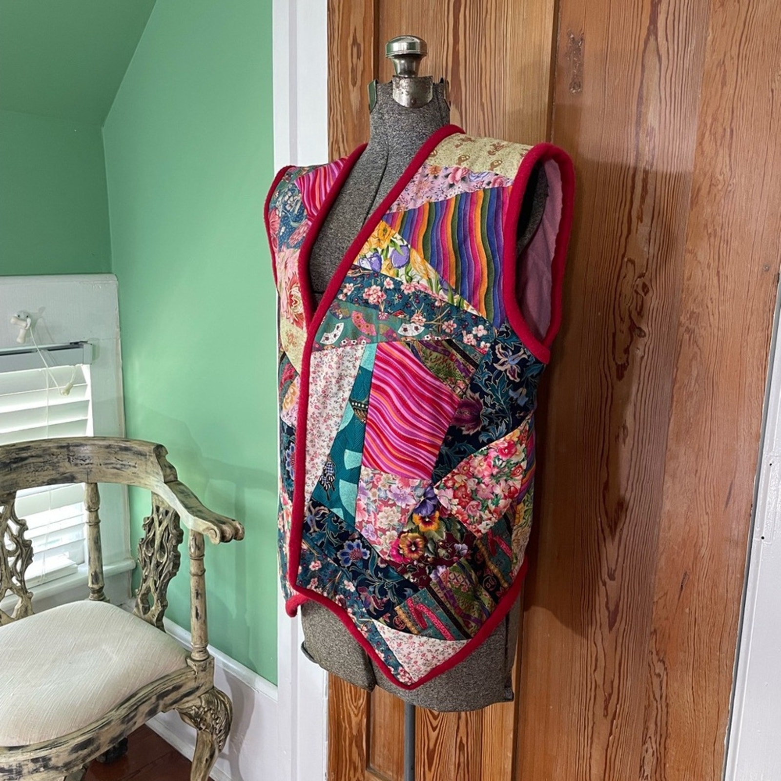 Handmade Patchwork Open Mixed Media Cottage Hippi… - image 4