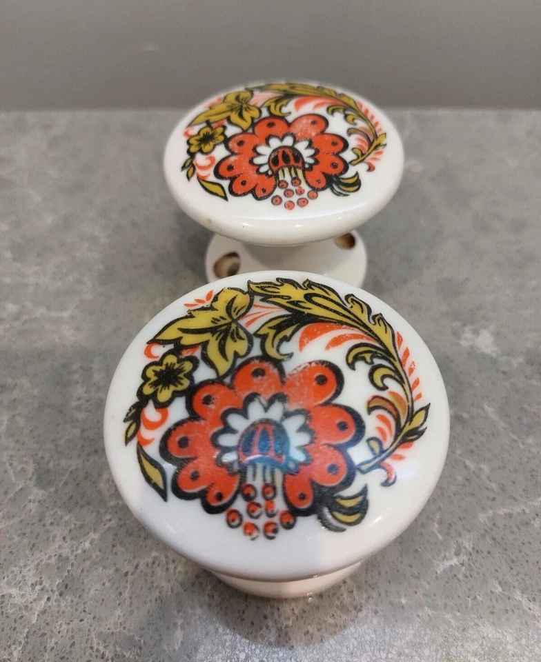 Vintage USSR Space Age Ceramic Door Handles Set of 2 Old Door Knobs Soviet Decor - Image 3 of 4