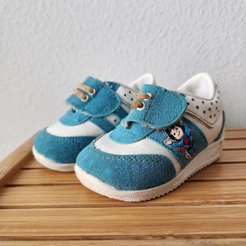 Zapatos para niños vintage raros DC COMICS 1978 Superman hechos en EE. UU. talla 3 Foto 2 de 4