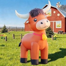 6FT Highland Cow Inflatables Christmas Spring, Farm Ranch Blow up Animals Cute H