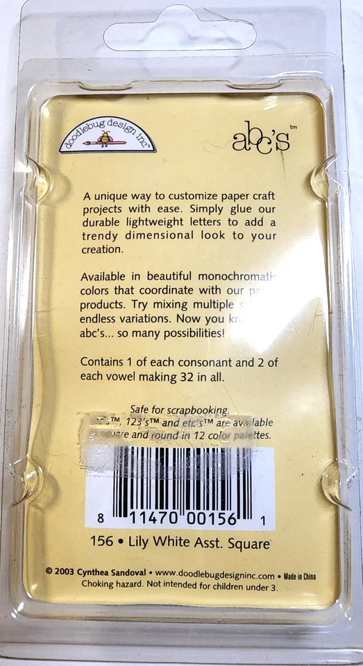 ABC's Lily White Squares 1 each Consonant 2 each Vowel Doodlebug Design 2 - Image 2 of 2