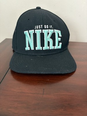 Nike Men s Black SnapBack Hat With Teal Lettering Just Do it 2013