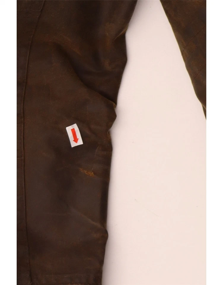 Chaqueta de algodón encerado con capucha BARBOUR para mujer Reino Unido 10 pequeña algodón caqui JS01 Foto 3 de 4